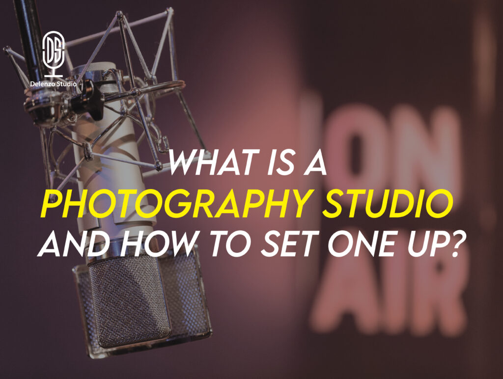 A modern photography studio with professional lighting, a backdrop, and a camera setup for a photoshoot.