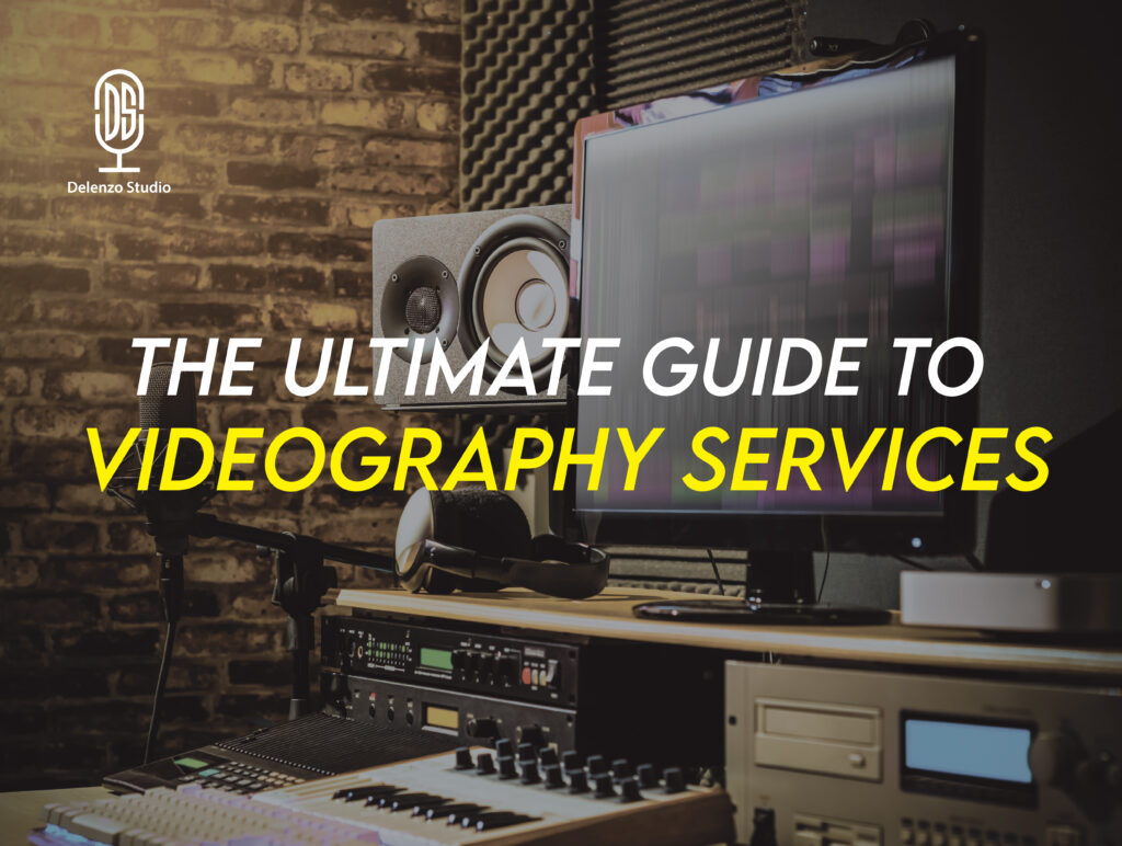 A professional videography studio with lighting equipment, a camera setup, and a green screen for video production.