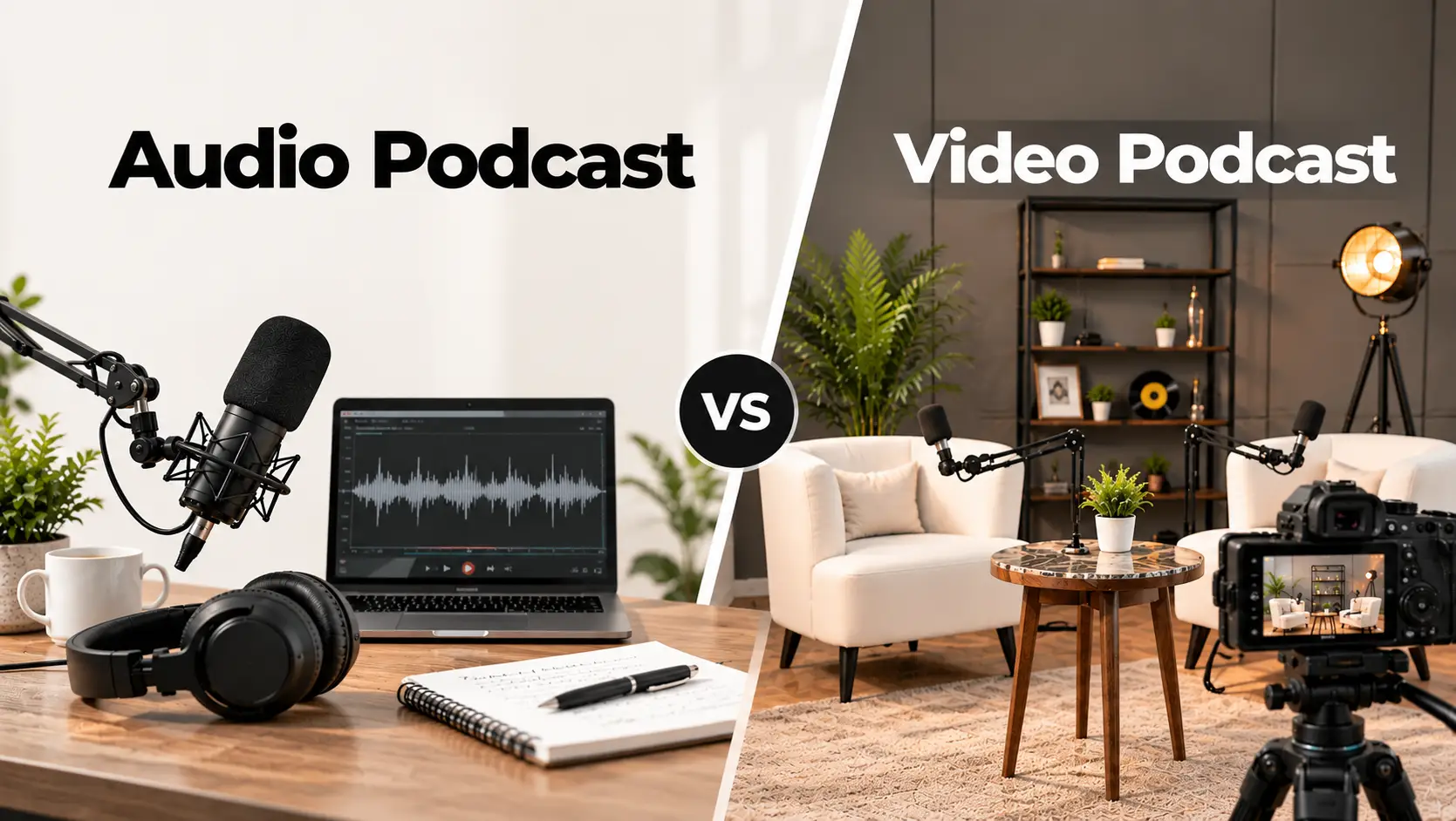 Audio podcast vs video podcast comparison of equipment and production needs