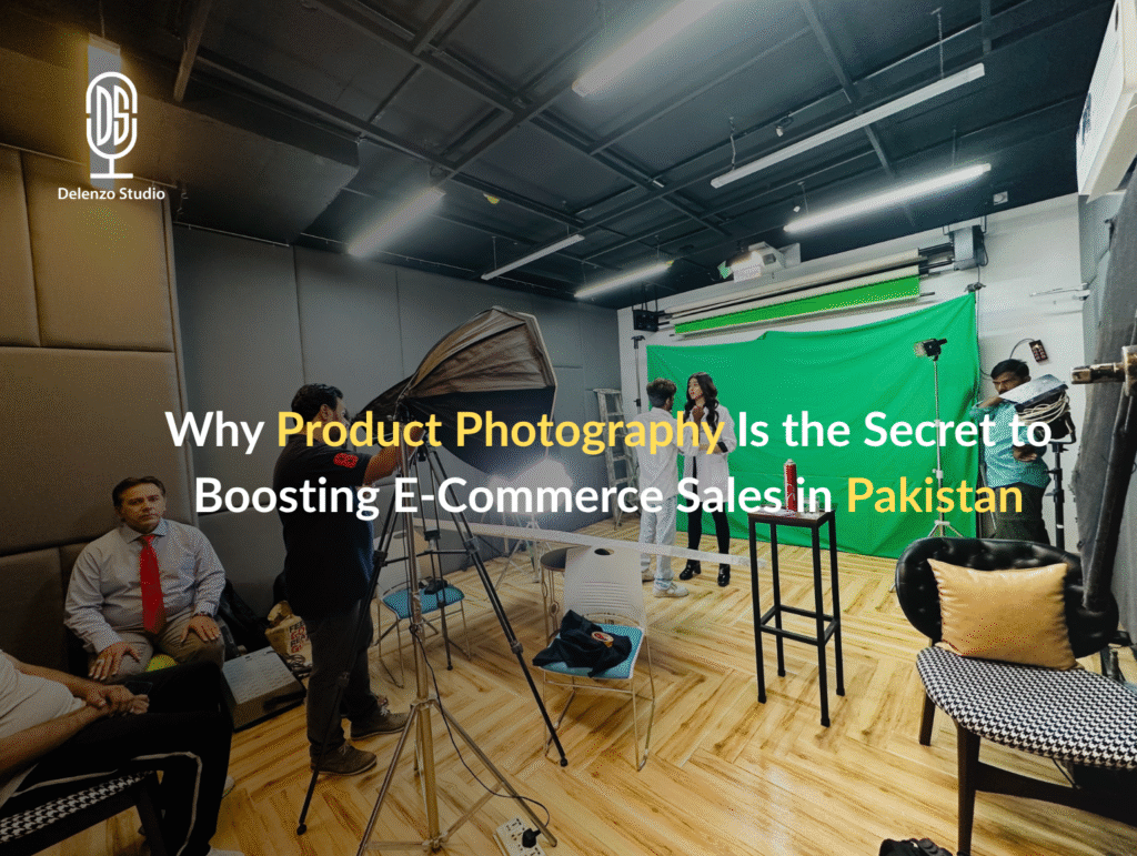 Professional product photography setup in Pakistan showing studio lighting and branded product shoot for e-commerce