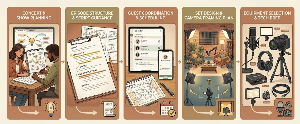 Professional creative studio session at Delenzo Studio Lahore – podcast and photography setup