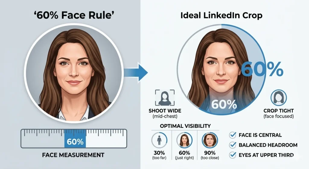 perfect LinkedIn profile picture 60% 60% face rule