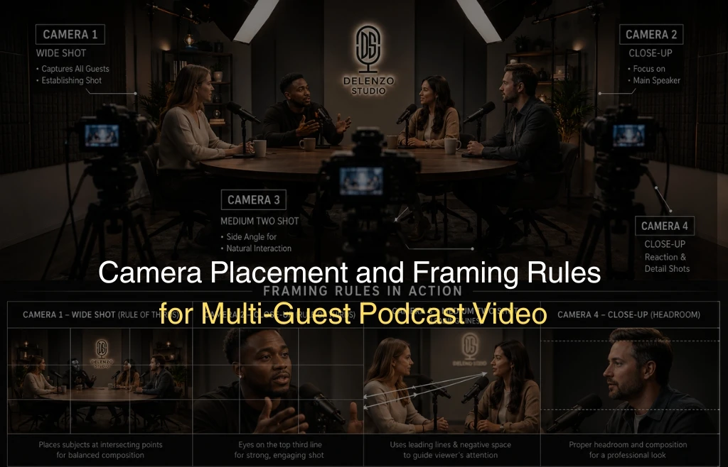 Camera Placement and Framing Rules for Multi-Guest Podcast Video